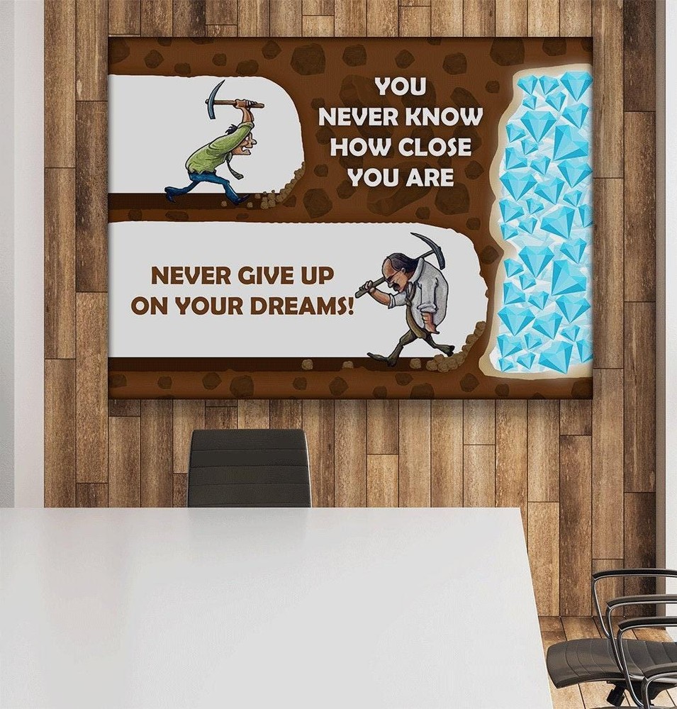 Never Give Up Motivational Poster Print Wall Art Office Decor Artwork Poster