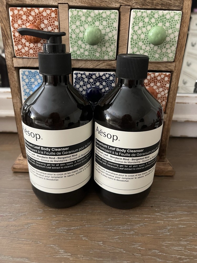 Aesop Geranium Leaf Body Cleanser Aromatic Gel, 16.9oz (500ml) pack of two
