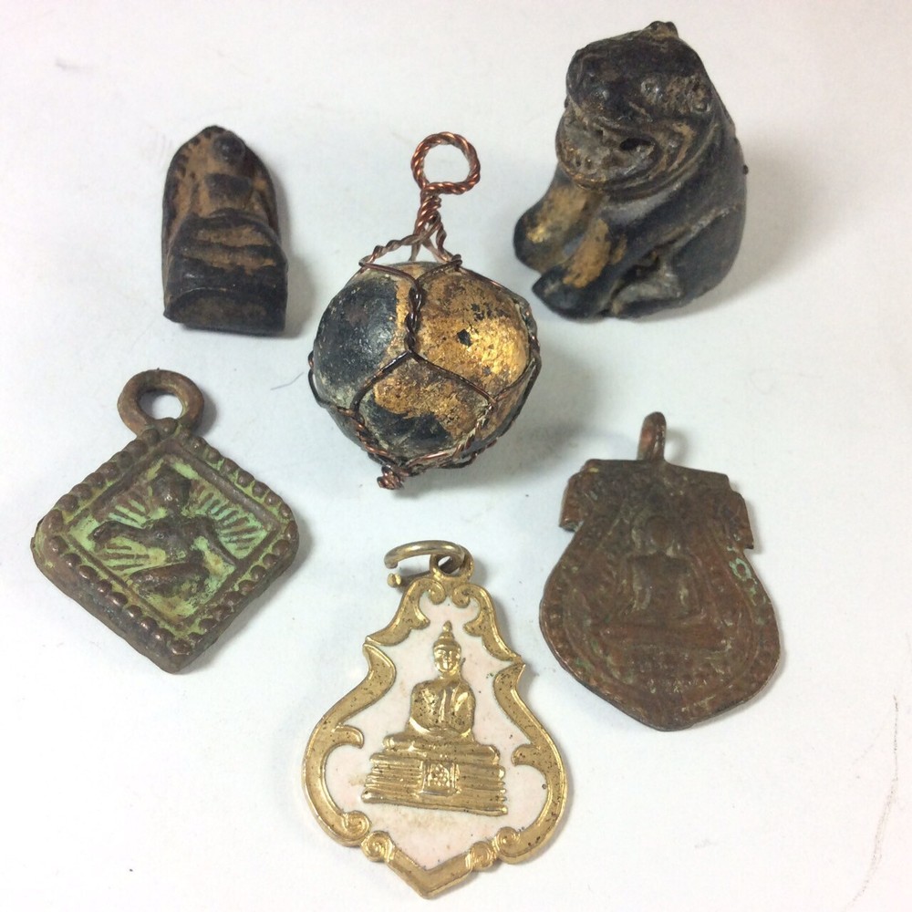 Thai Amulet 6 Pendant Rare Coins MAGIC Power Lucky CHARM Coin HOLY Protect d3