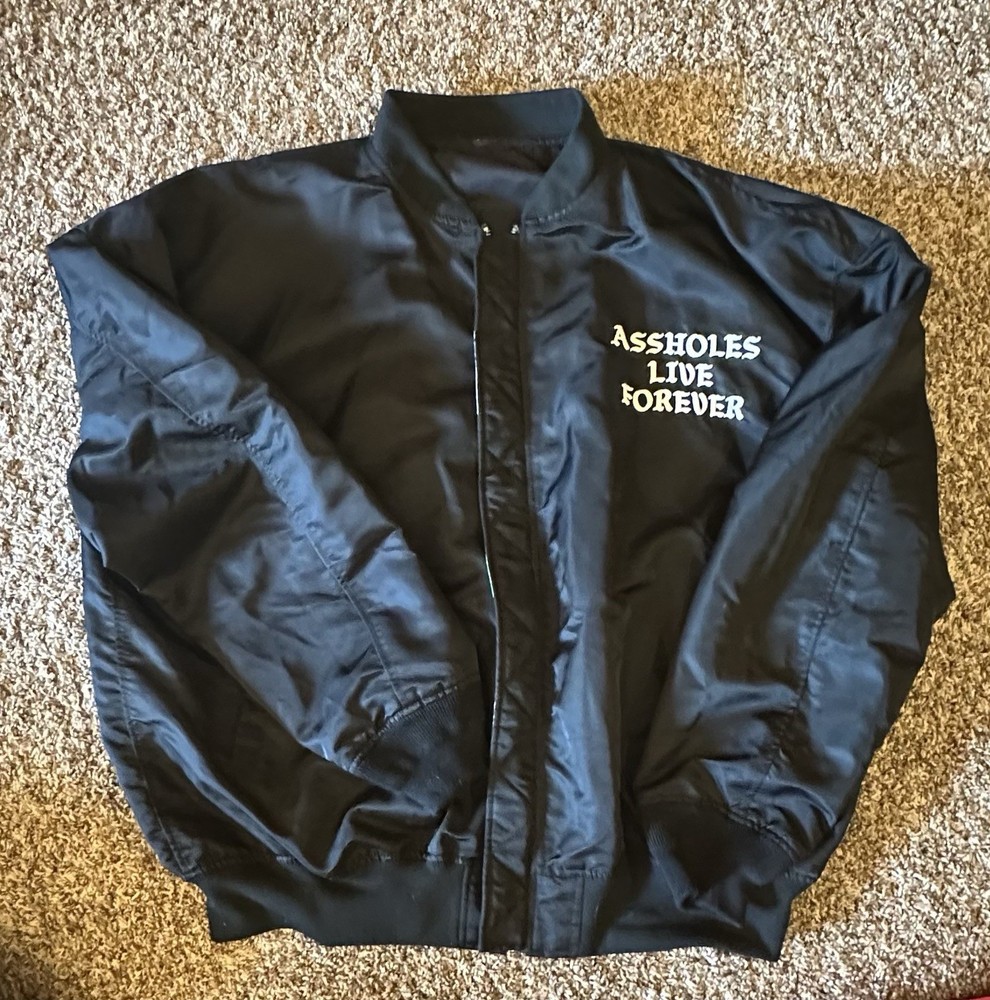 A$$holes Live Forever Embroidered Reversible Bomber Jacket Black/Multicolor  3XL