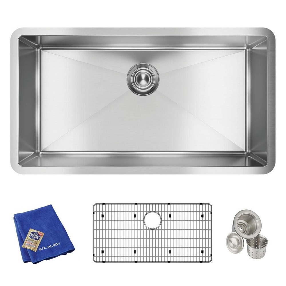 Elkay EFRU311610TC Undermount Stainless Steel Sink Kit in Silver