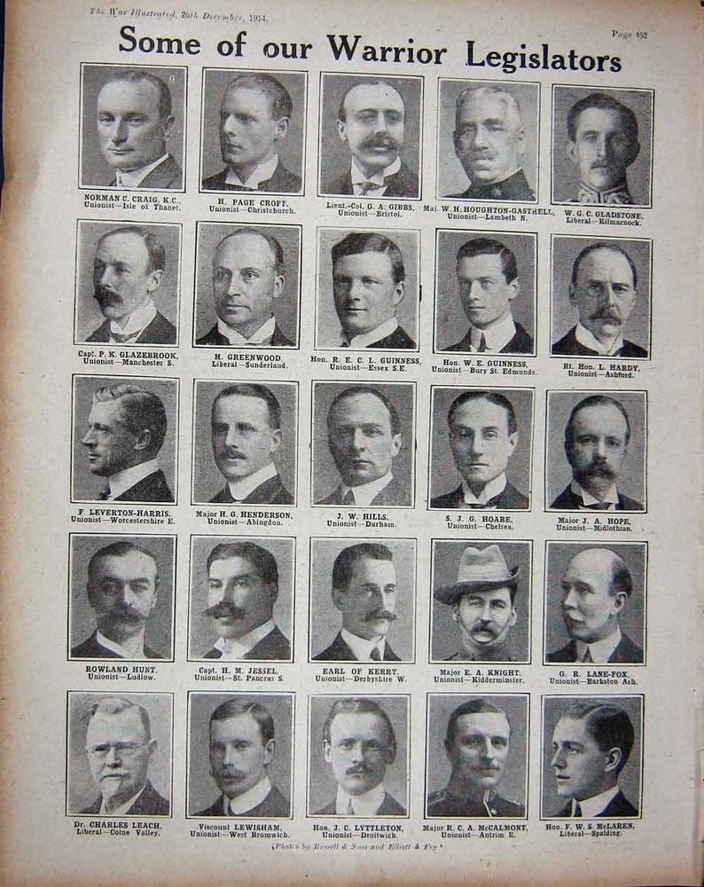 Original Old Antique Print 1914 Ww1 German Siers Belgian Ww1Rior Legislators