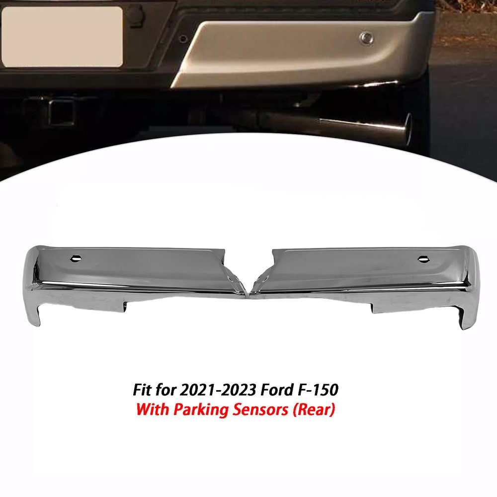 2x Left & Right Chrome Rear Bumper End Set for 2021-2023 Ford F-150 W/ Park