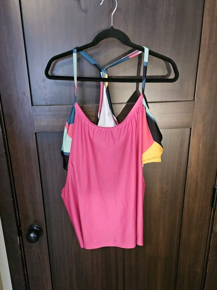 NWT Women's Plus Xersion Tankini Bathing Suit Swimsuit Tank Top Size 24W 3X