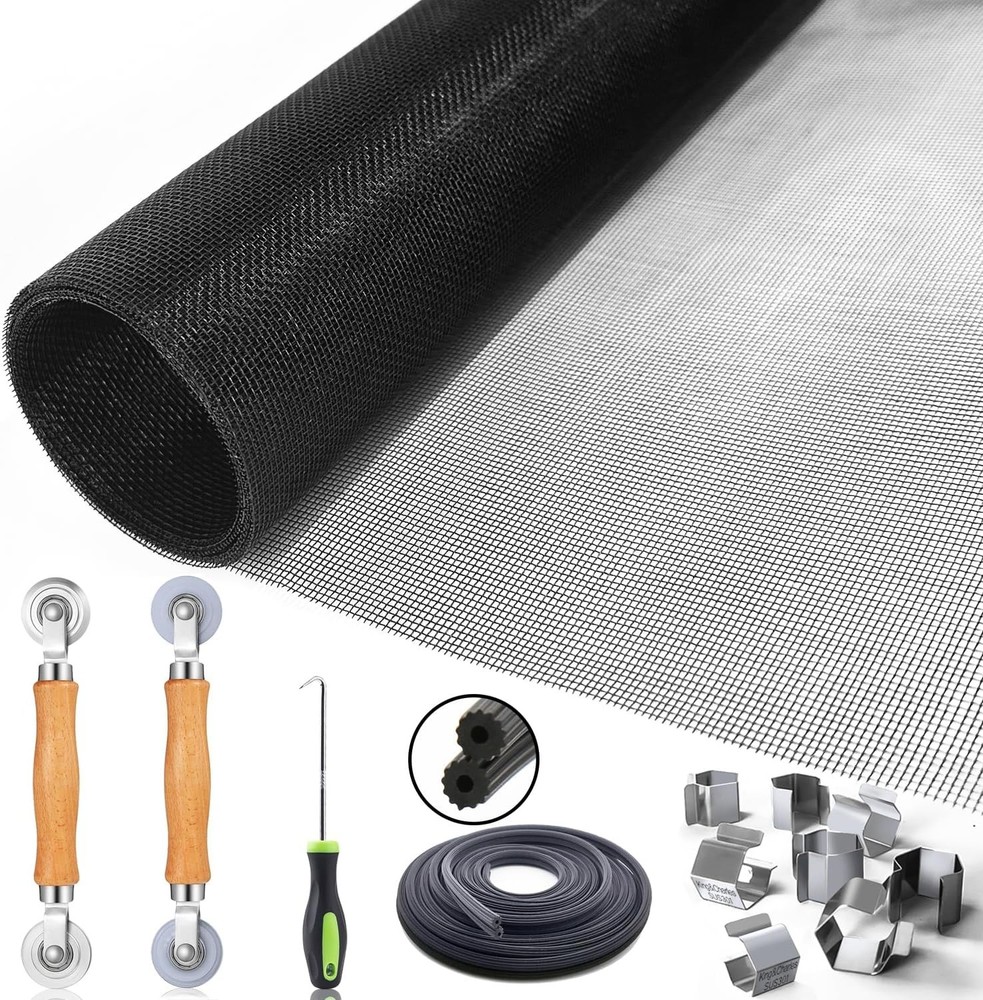 Window Screen Door Repair/Replacement Kit, 48×118 Black