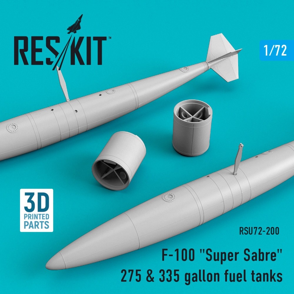 1:72 ResKit RSU72-0200 F-100 Super Sabre Scale Kit with 275 & 335 Gallon Fuel Tanks