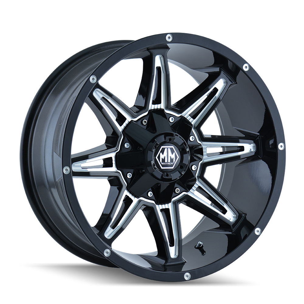 MAYHEM RAMPAGE 8090 GLOSS BLACK MILLED 18X9 6-135/6-139.7 18MM 106MM