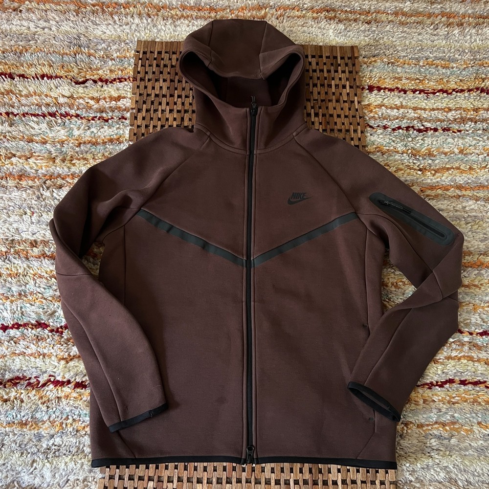 Nike Tech Fleece Hoodie Hoody Jacket Sweatshirt Brown Black Men's Size XXL 2XL