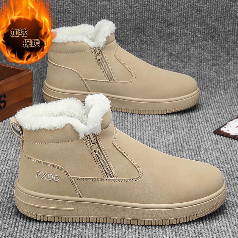 Men's Retro Fleece-Lined Winter Snow Boots for Outdoor Warmth
