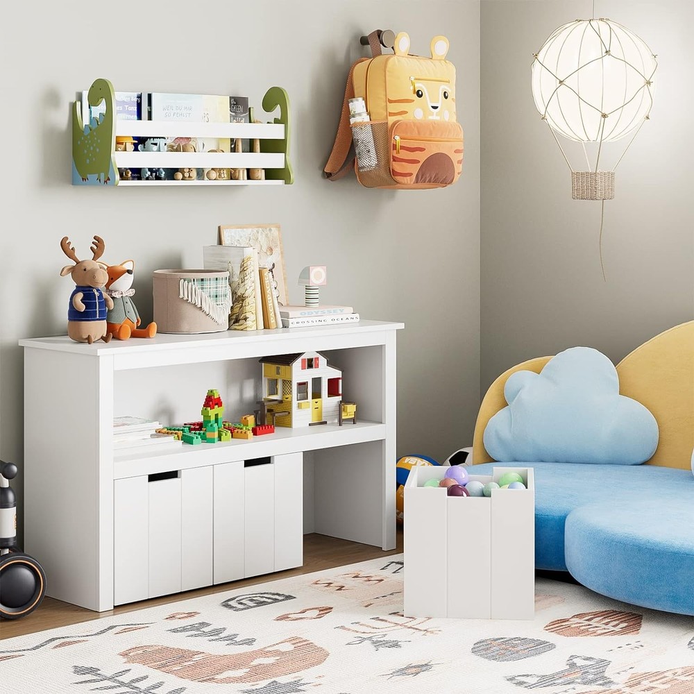3-Drawer Toy Storage Cabinet with Hidden Floor Organizer