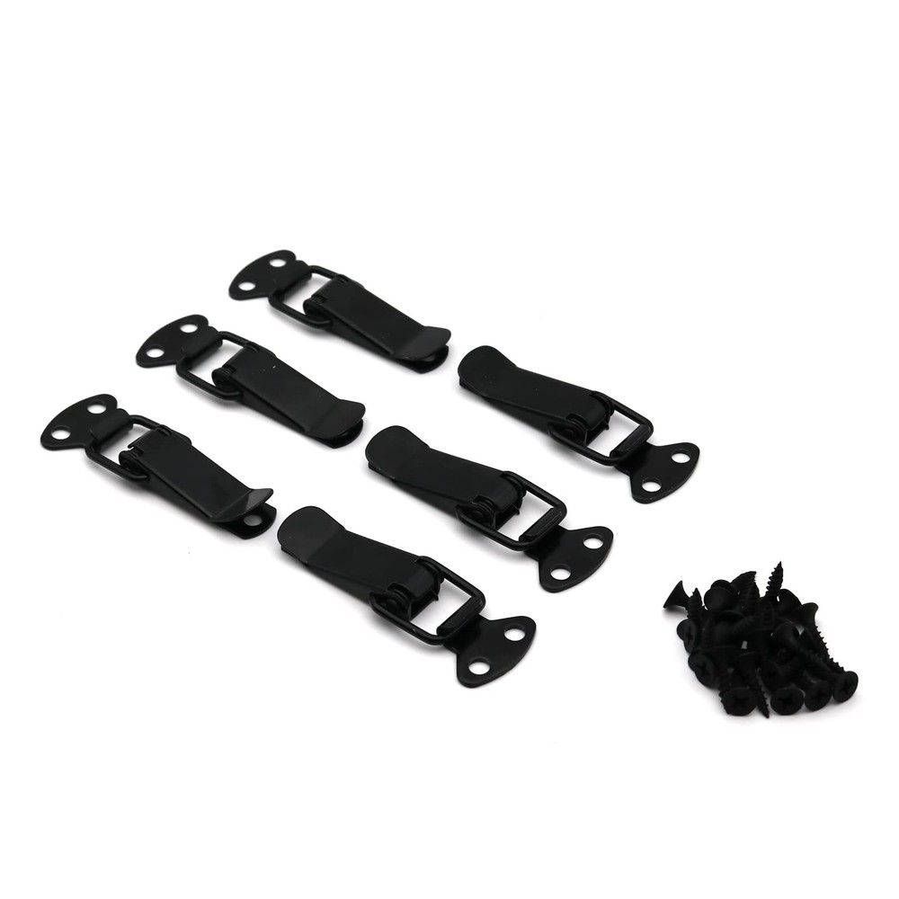 Black Toggle Latch, (6 Pack 75mm Overall Length) Stainless Steel Spring Loade...