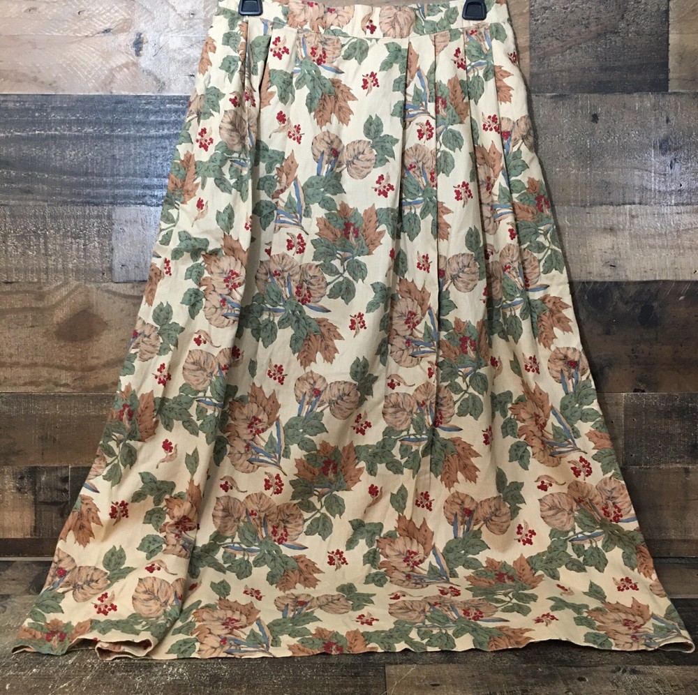 VTG Talbots Skirt Women Medium Floral MIDI Cottagecore 90s Elastic Waist Granny