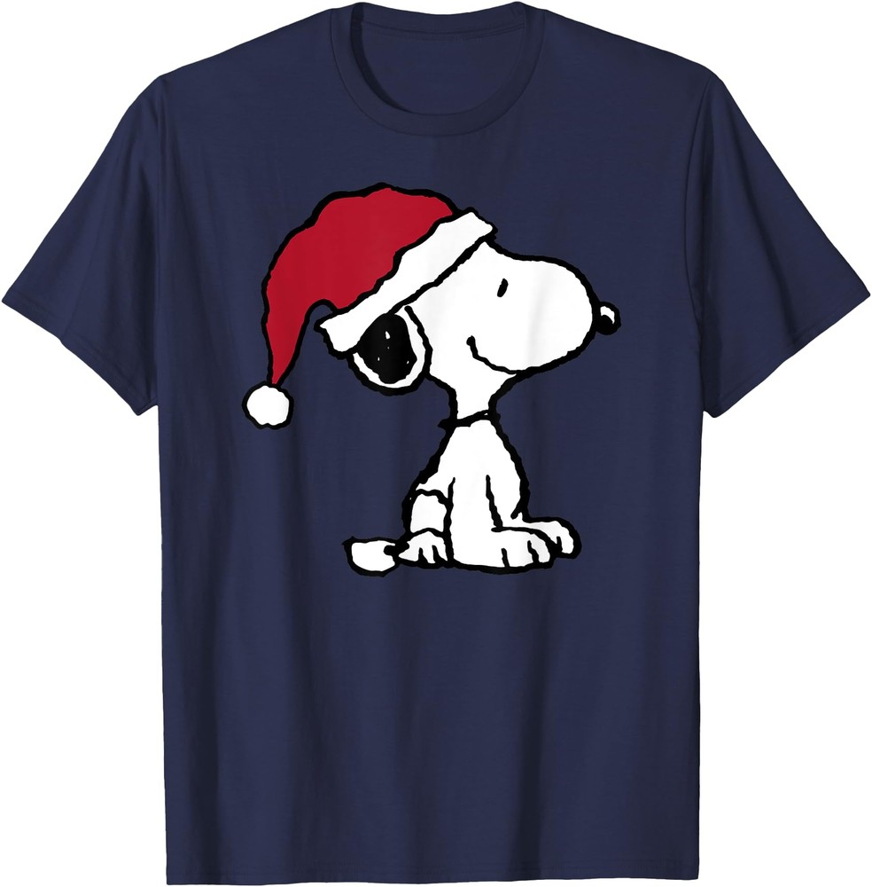 Peanuts Holiday Santa Hat Snoopy T Shirt Men