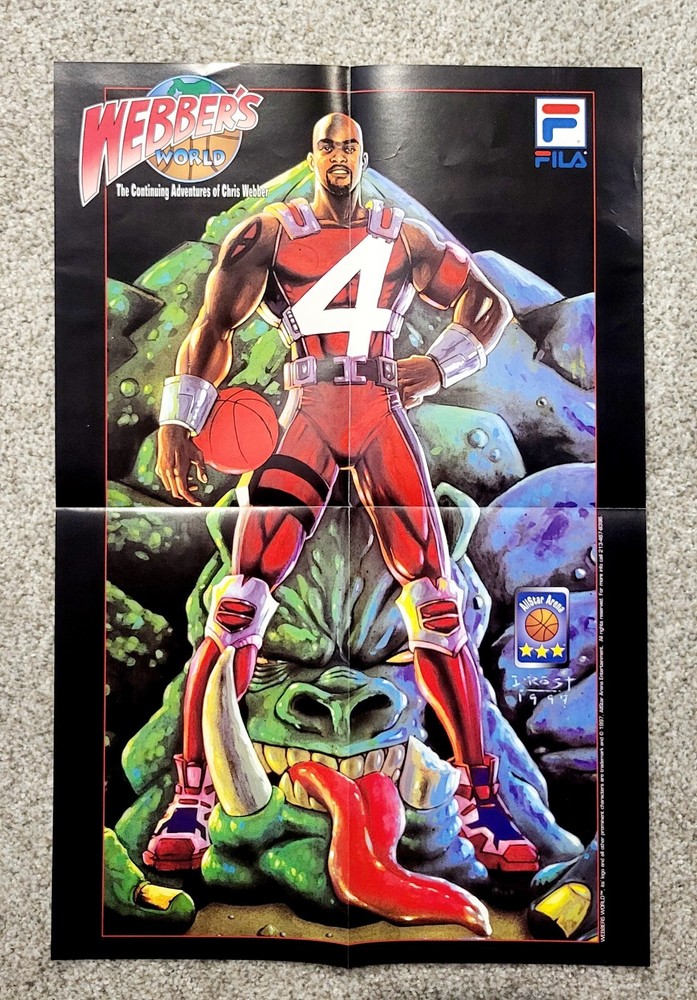 1997 Fila Chris Webber Webber's World comic promo poster new/unused 12x18