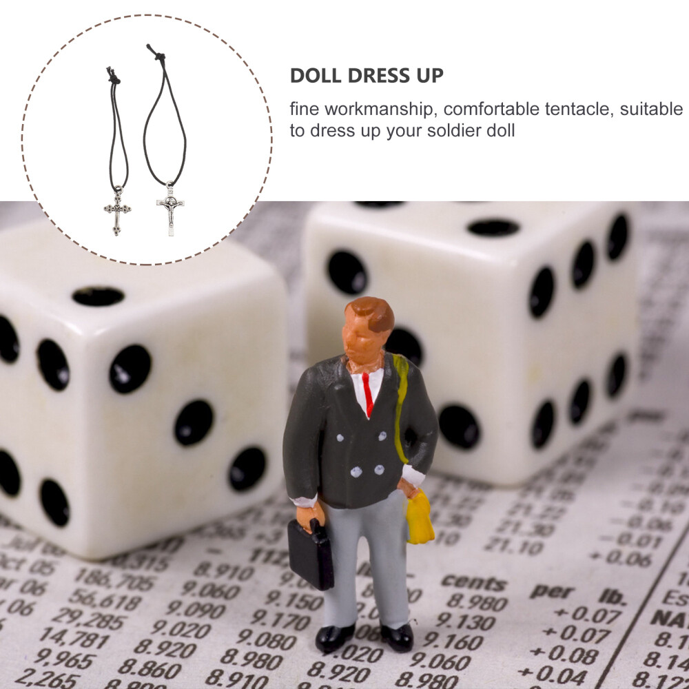 10pcs Doll Dress Up Toy Miniatures Jewelry Crucifix Pendant Jesus Cross Chain