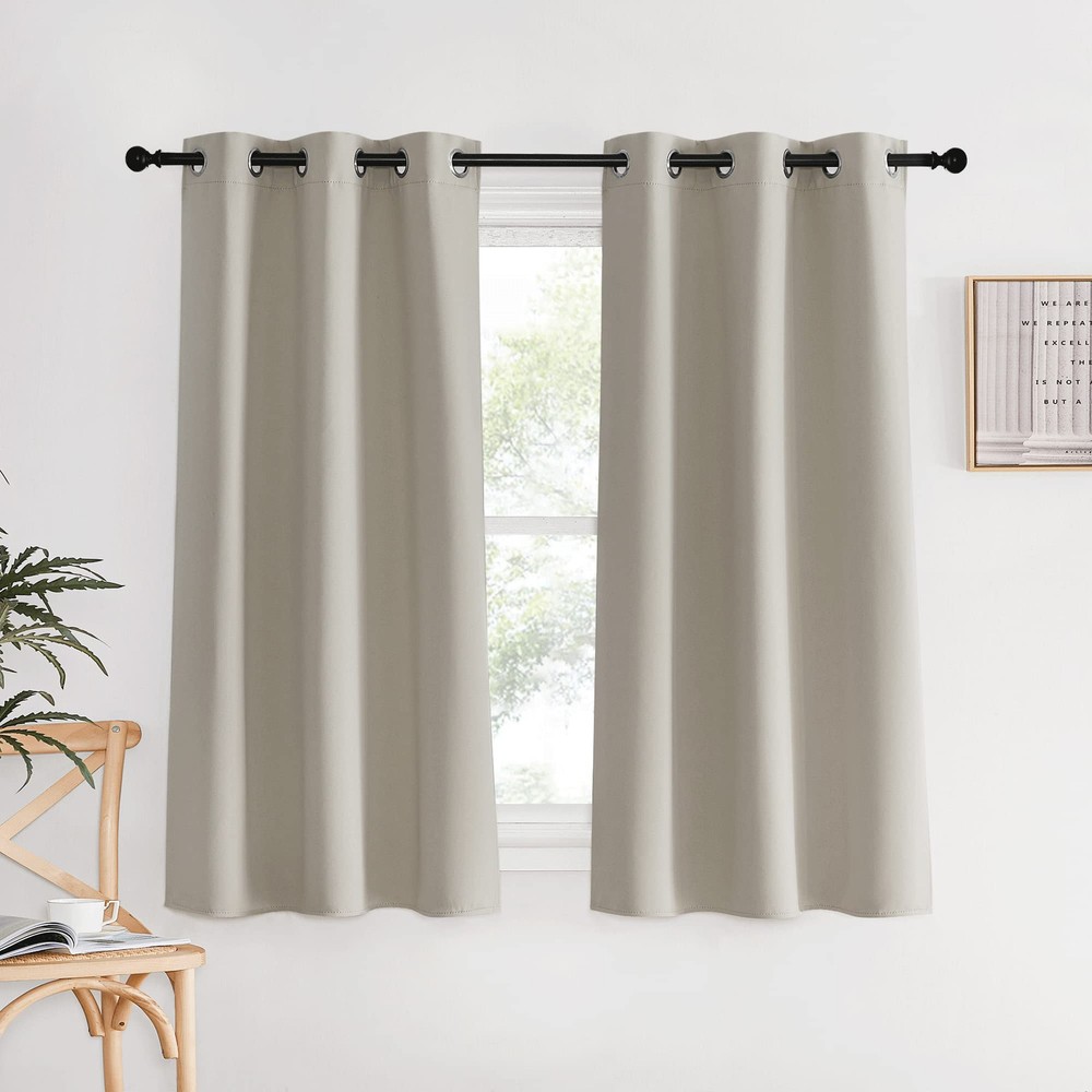 Natural 34x60 Inch Kitchen & Bedroom Short Curtains for Windows
