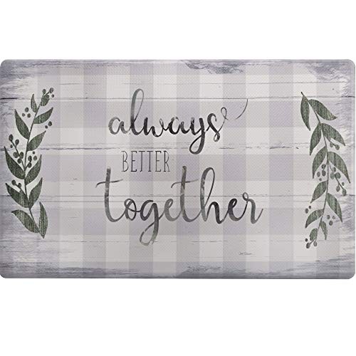 Cozy Living Anti Fatigue Kitchen Mat for Floor, Farmhouse Buffalo Check