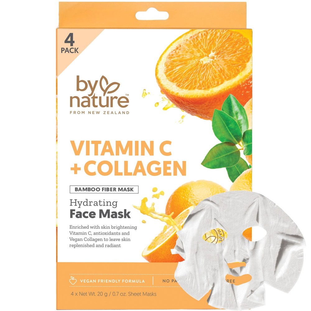 By Nature Hydrating Face Mask with Vitamin C and Collagen Infused Bamboo Fiber