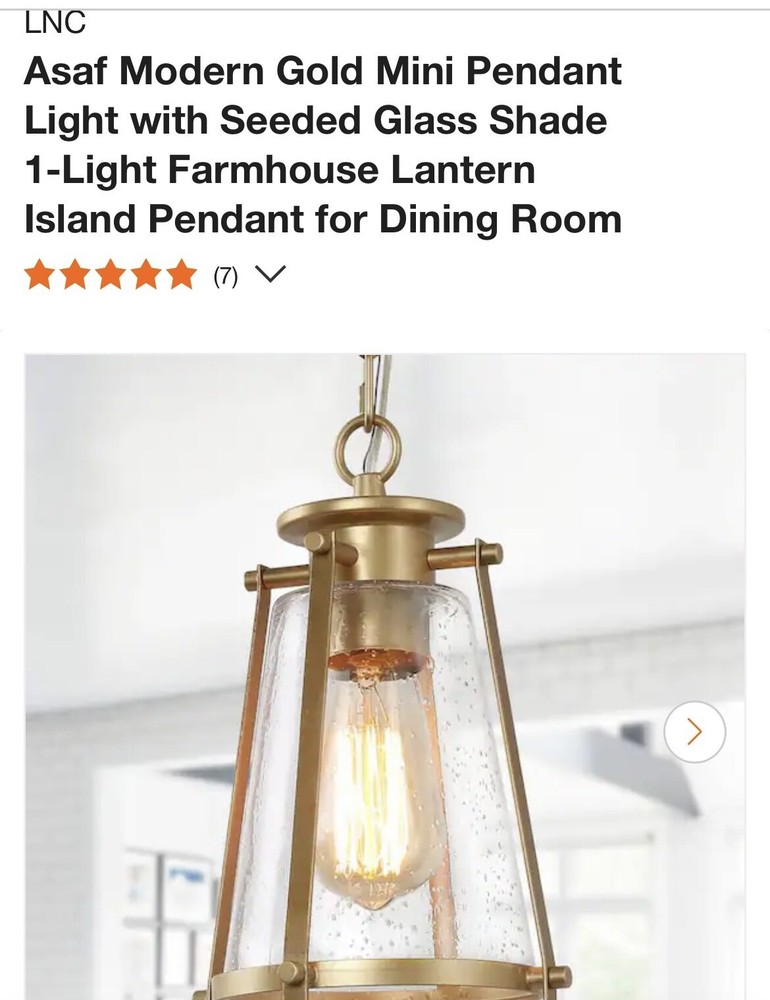 Modern Gold Mini Pendant Light with Seeded Glass Shade by LNC Asaf