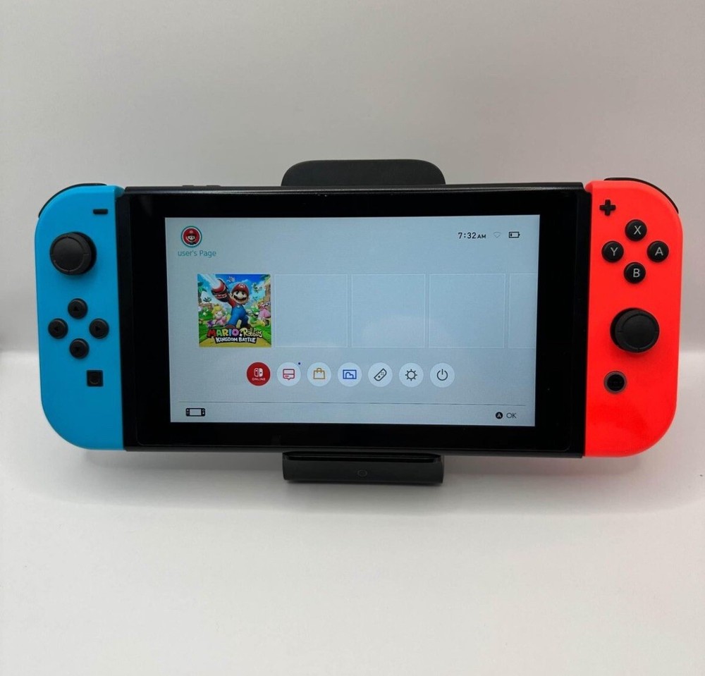 Nintendo Switch Console V2 with Neon Blue and Neon Red Joy Con Bundle
