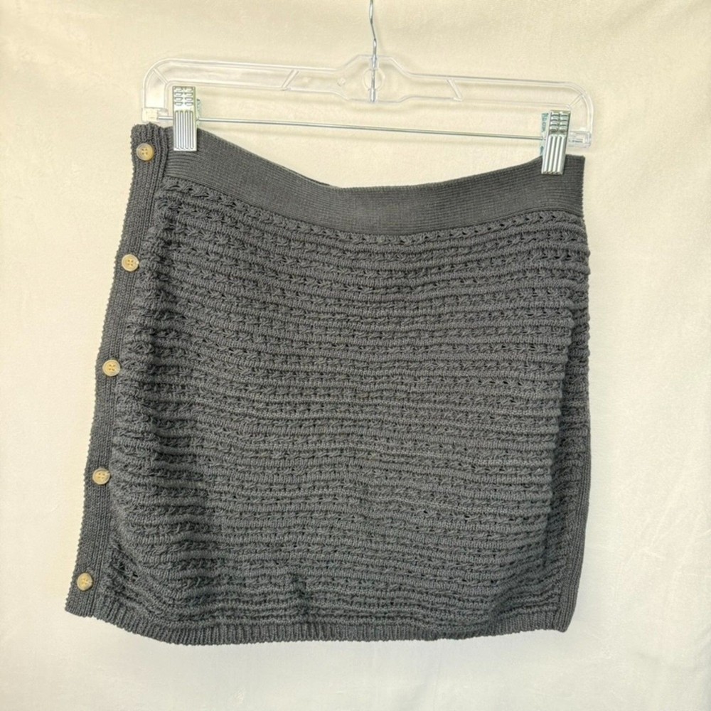 Vintage Black Crochet Mini Skirt with Buttons - Size Small