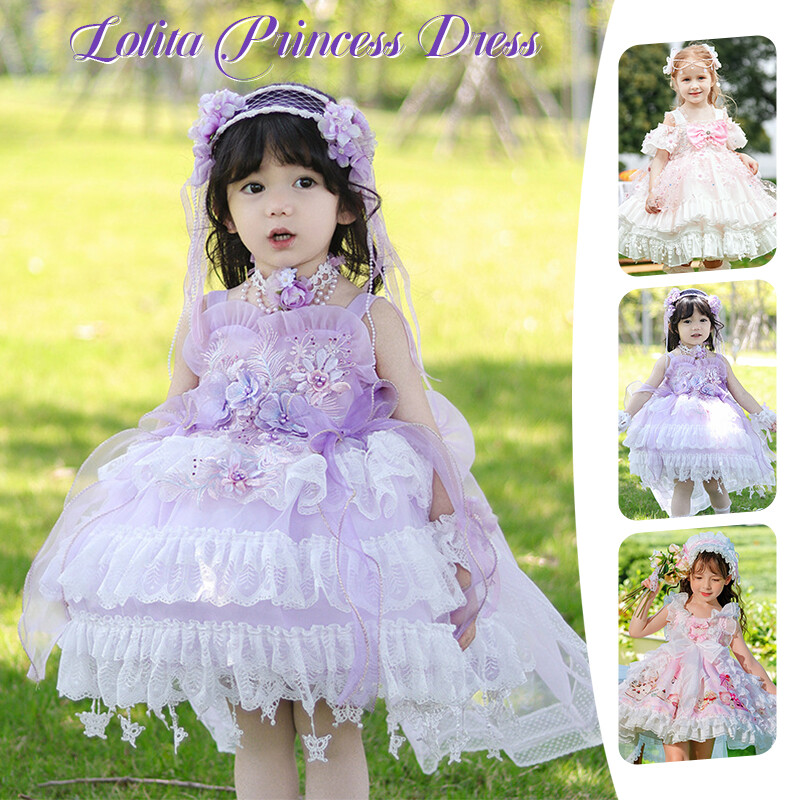 Summer Girls Lolita Princess Dress Sleeveless Birthday Party Puffy Sundress NEW