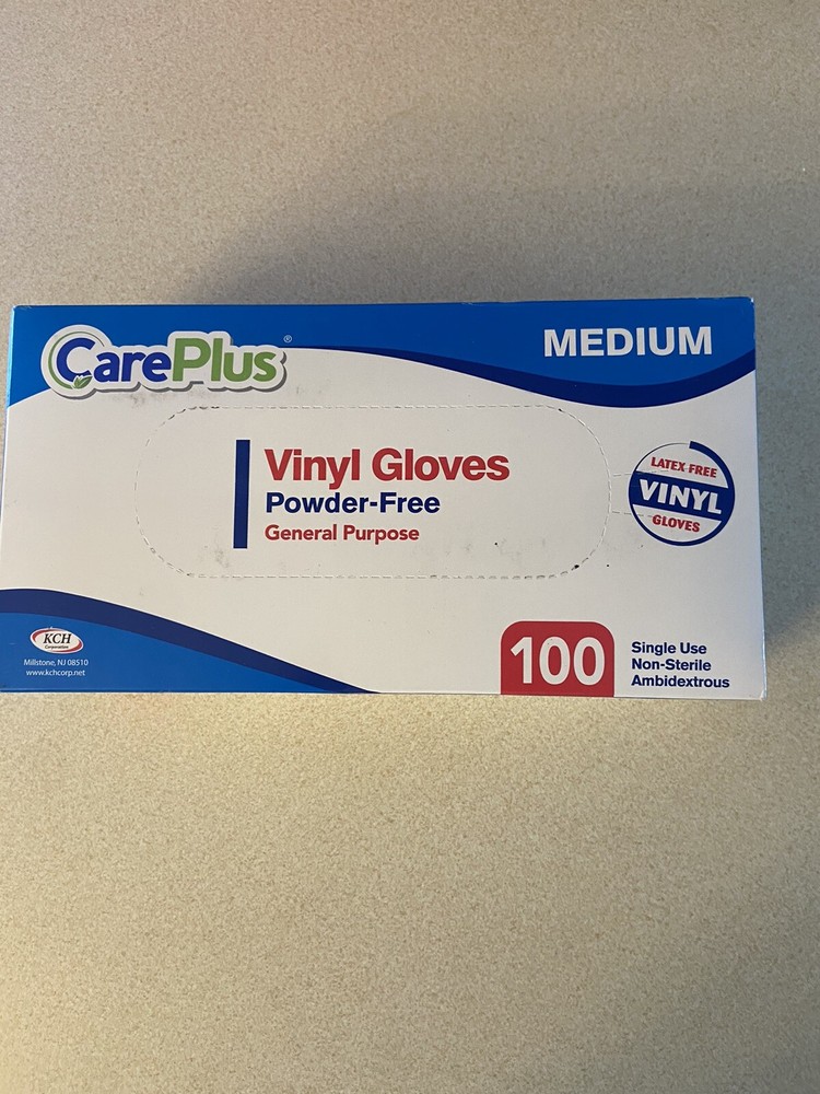 Disposable Vinyl Gloves, Medium Size, One Box,100 Count.Non Latex, Plastic Glove