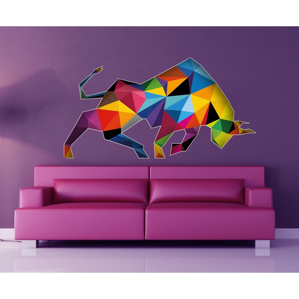 Polygonal Bull Wall Decal, Polygonal Bull Wall sticker,