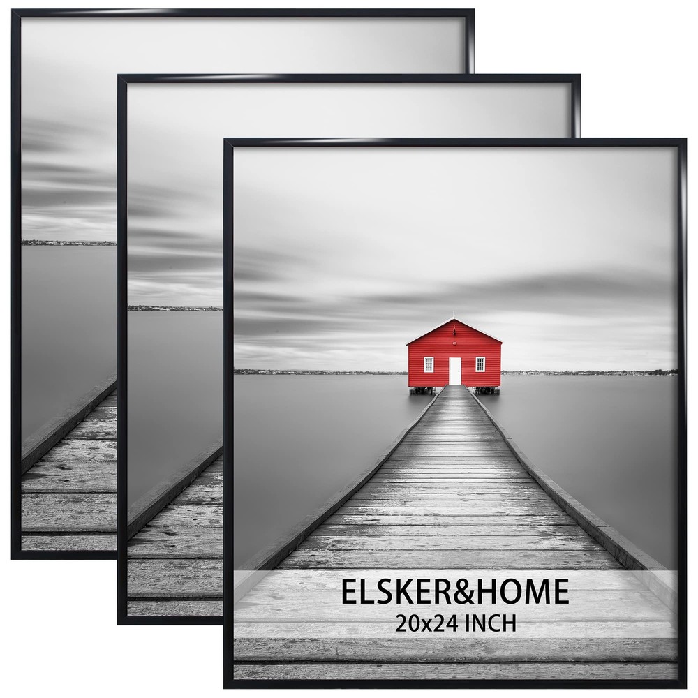ELSKER&HOME 20x24 Picture Frame Black 3 Pack, Poster Frame for Horizontal or ...