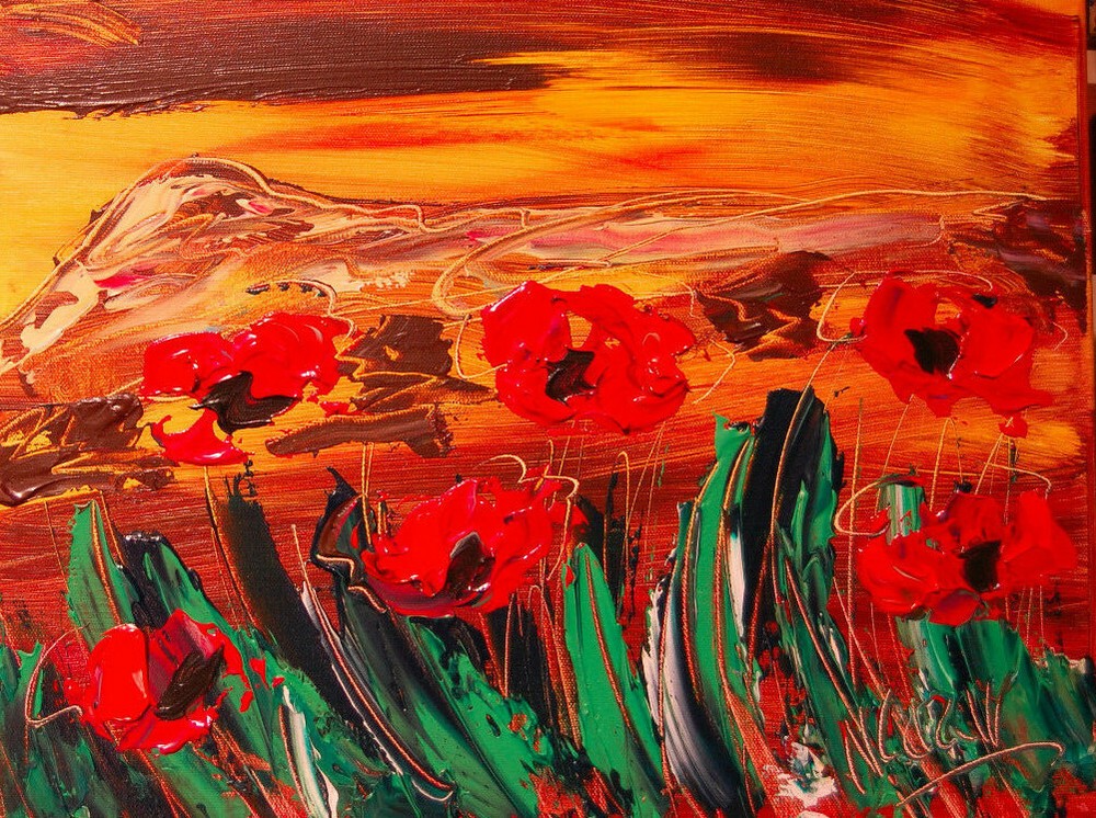 FLOWERS    BY  MARK KAZAV - ORIGINAL OIL PAINTING ABSTRACT MODERN ART WEFW4F