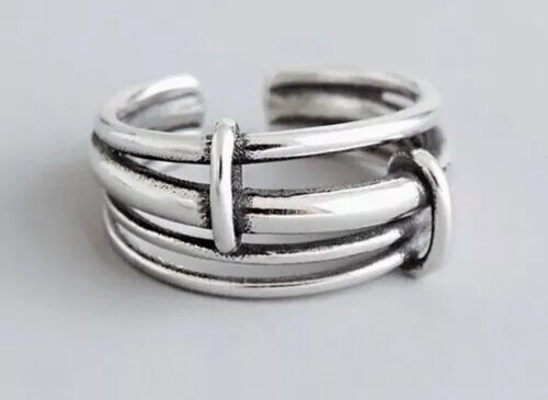 925 Sterling Silver Chunky Adjustable  Thumb Finger Gift For Women Ring AK954