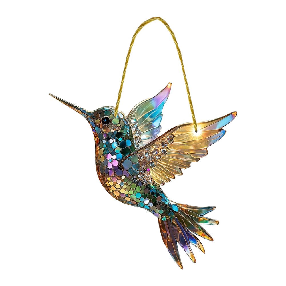 Hummingbird Sun Catcher Hummingbird Acrylic Stained Glass Style Window Decor