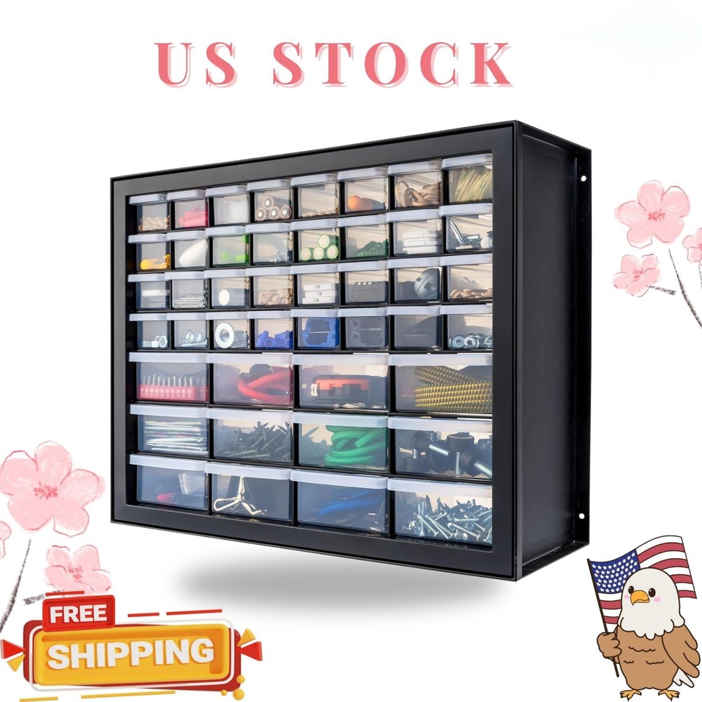 44 drawer small parts organizer cabinet for hardware nuts bolts garage black