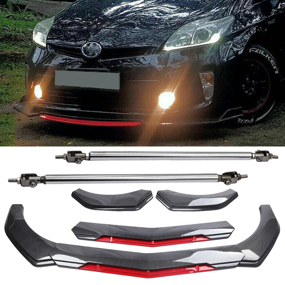 Toyota Prius Front Bumper Lip Spoiler Carbon Fiber Splitter with Strut Rods