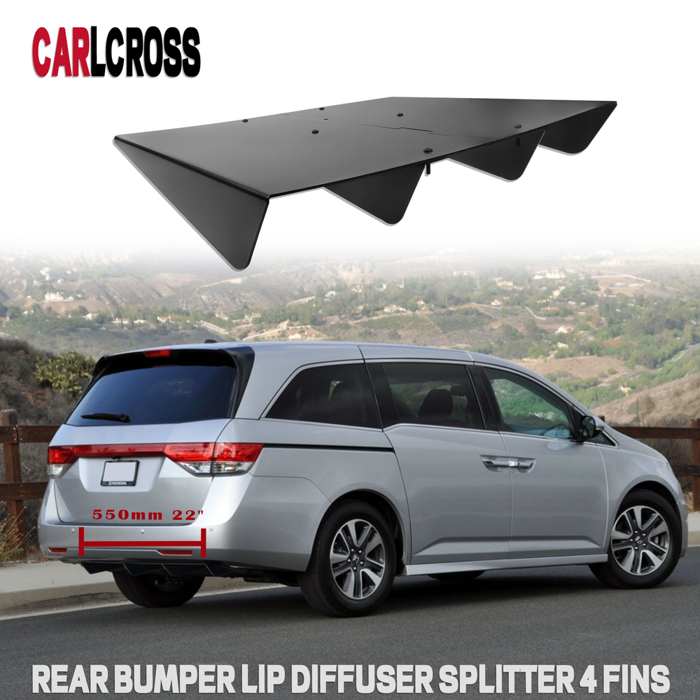 22x20 Car Bumper Lip Diffuser Splitter 4 Fins for Honda Acura Black