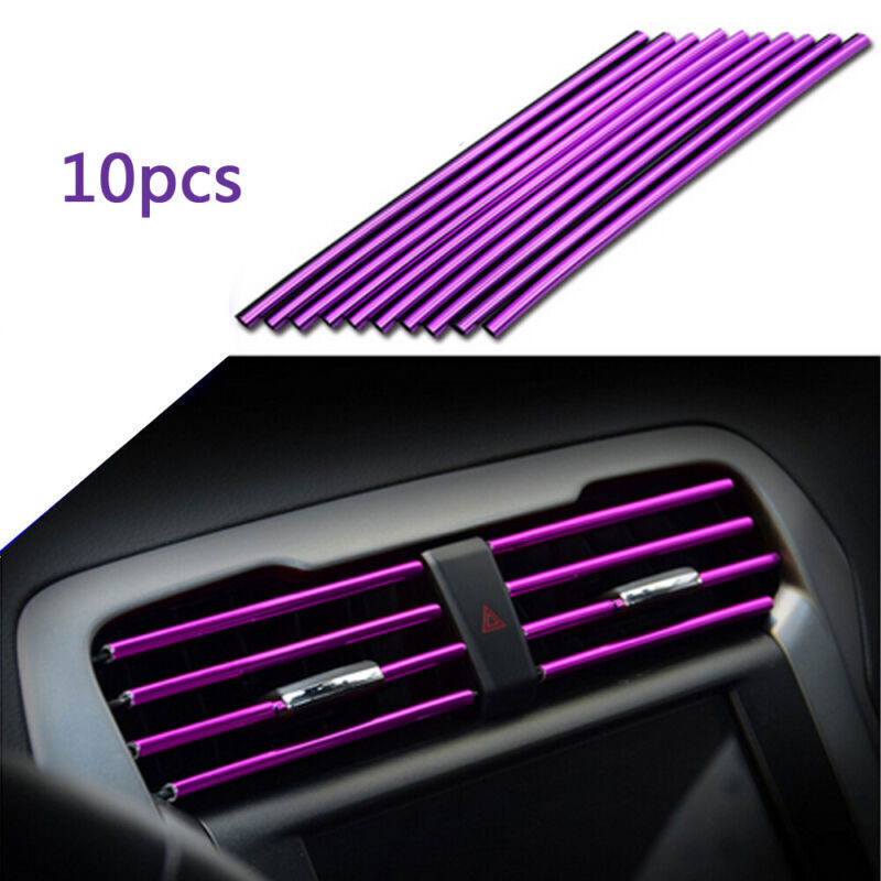 10x Car Air Conditioner Outlet Vent Decoration Strip Accessories Purple