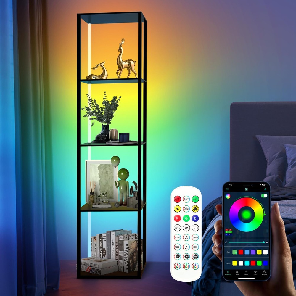 5-Tier Corner Display Shelf with LED Lights for Collectibles - 63.78