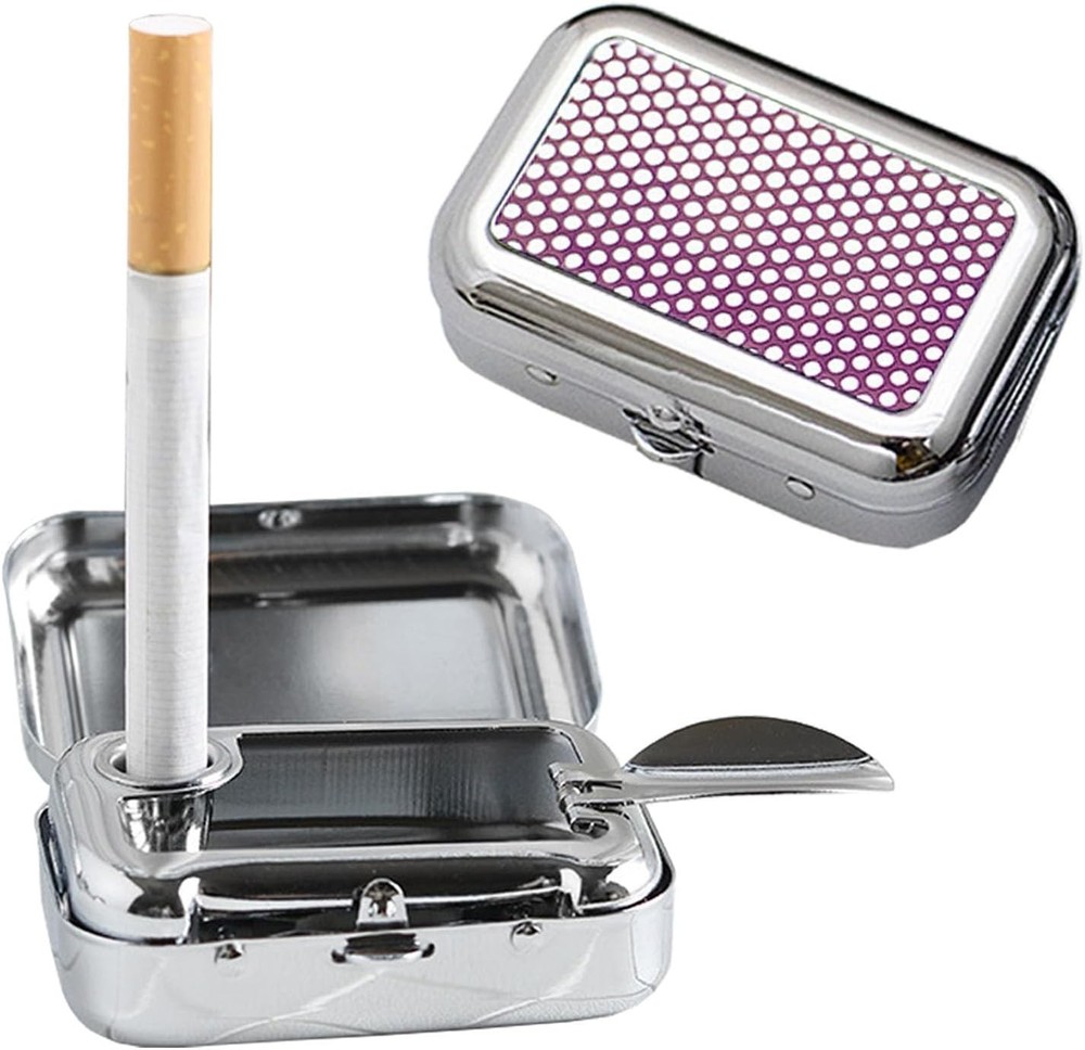 Portable Ashtray, Windproof Car Ash Tray with Lid, Stainless Upgraded Purple
