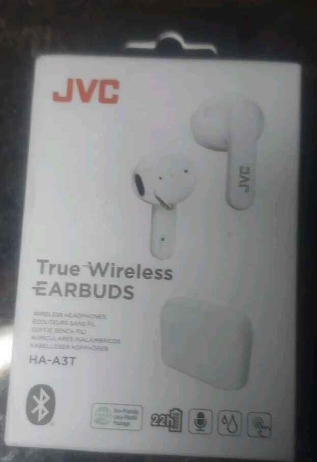 JVC HA-A3T White Wireless Earbuds 22H Playtime IPX4 Water Resistant Bluetooth