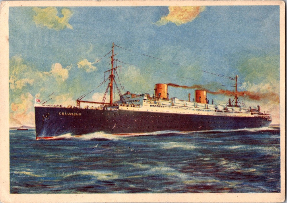 Vintage Norddeutscher Lloyd Columbus German Steamer Ship Postcard