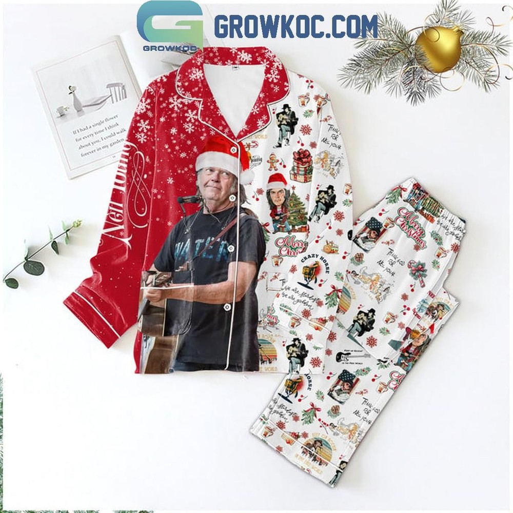 Neil Young Christmas Pajama Set - Thank God For Neil Young Polyester Sleepwear