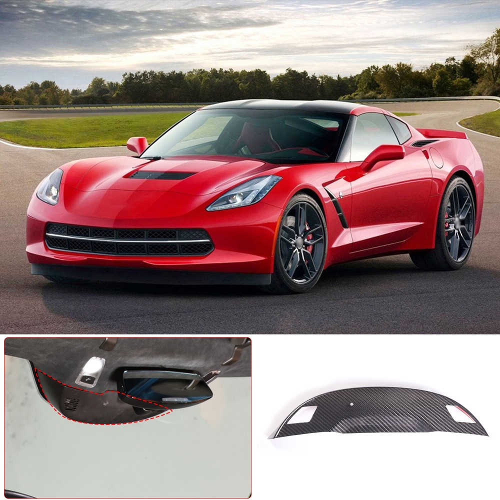 Dry Carbon Fiber Interior Rearview Mirror Frame Base Cover For Corvette C7 14-19