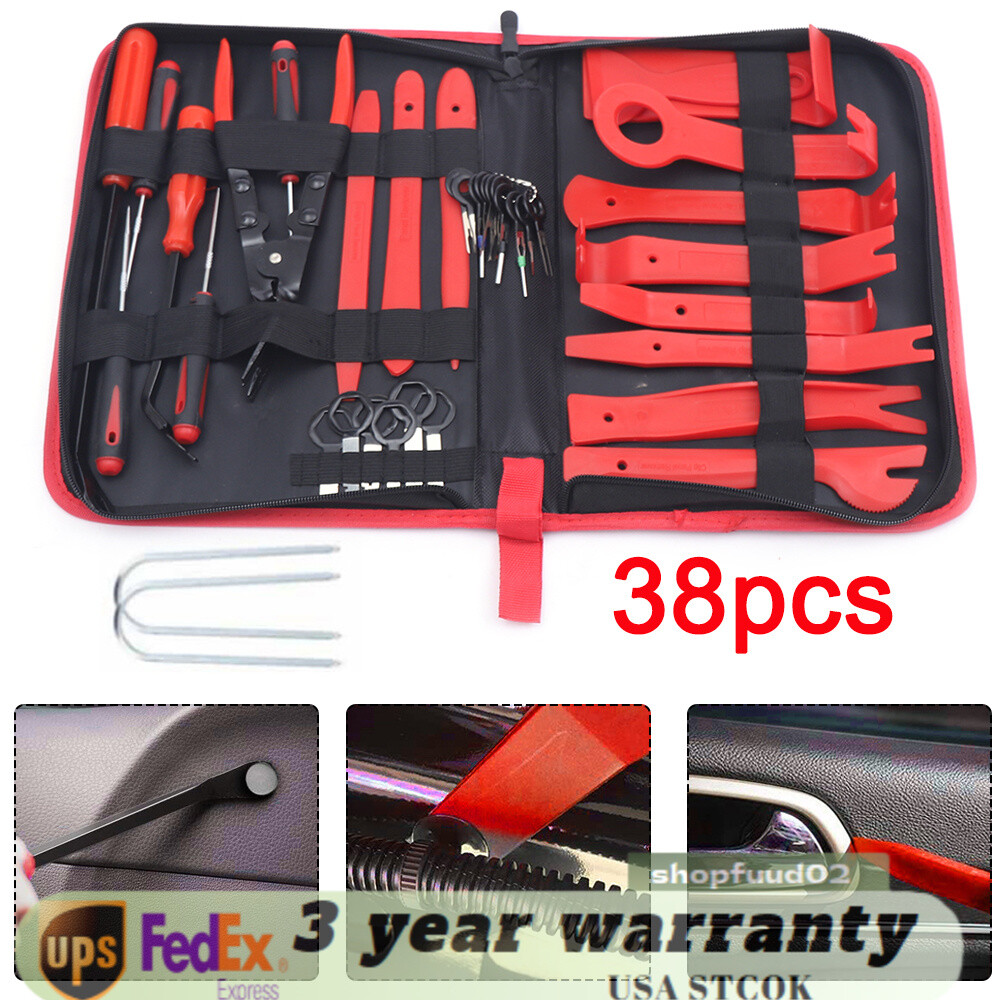 38Pcs Car Trim Removal Tool Set Hand Tools Pry Bar Panel Door Interior Clip Kit