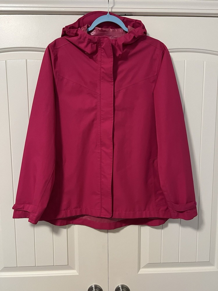 Time and Tru Womens Hot Pink Hooded Rain Jacket Size XL
