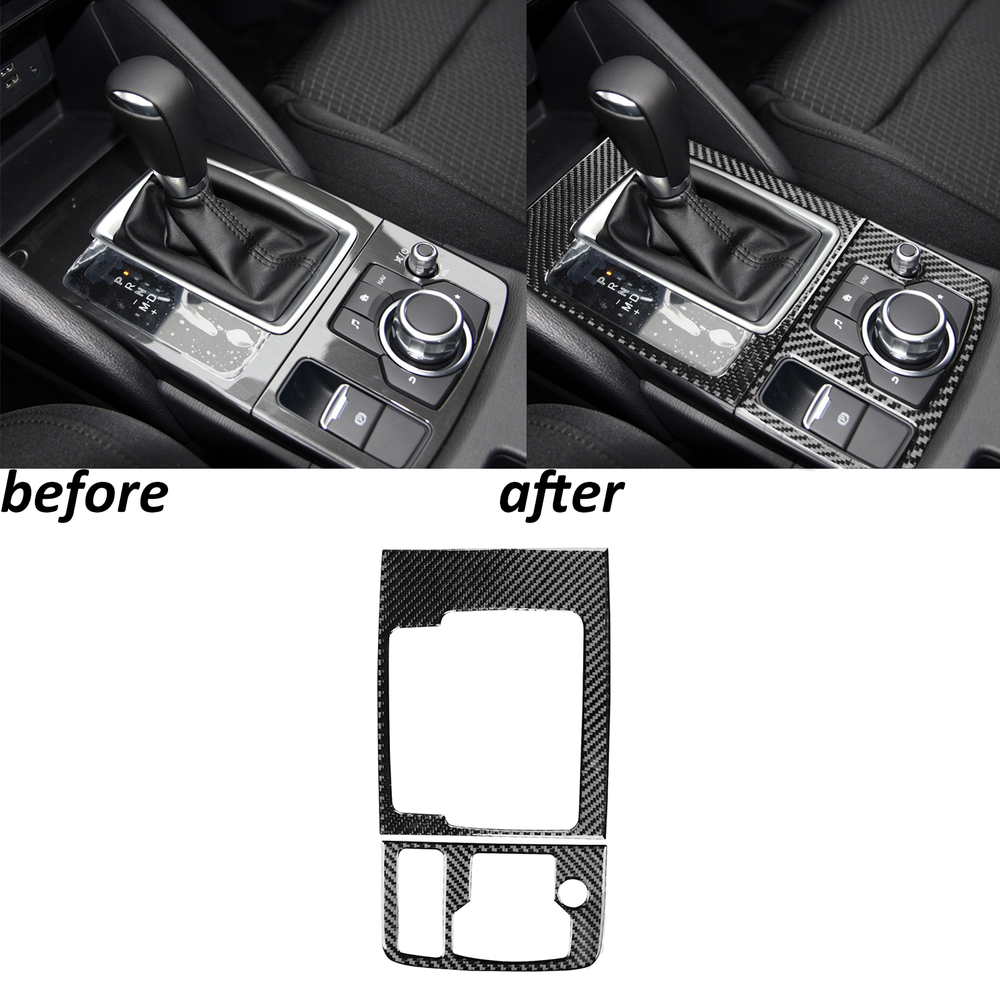 Panel de cambio de marchas de consola central de fibra de carbono real para Mazda CX-5 2015-2016