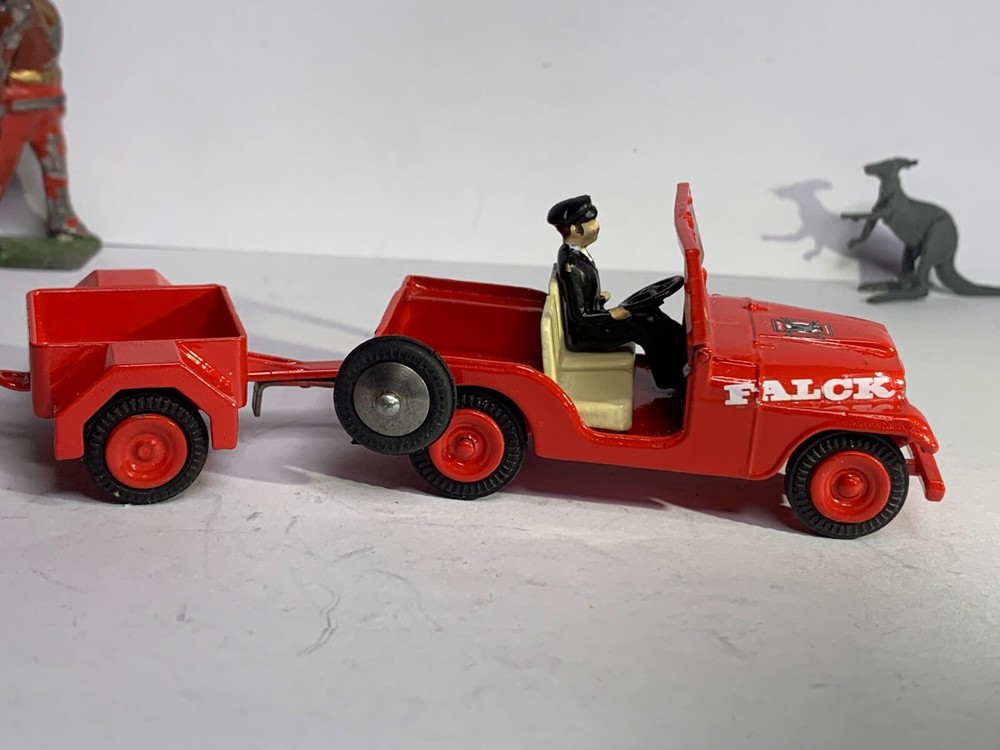 Tekno 814 Willys Jeep Denmark from 1955 with trailer restored , no box