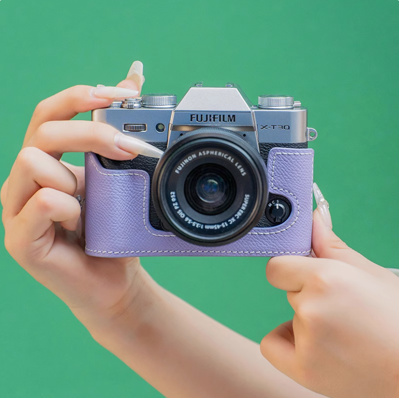 Purple Genuine Leather Half Case Cover for Fujifilm XT30 XT30II XT20