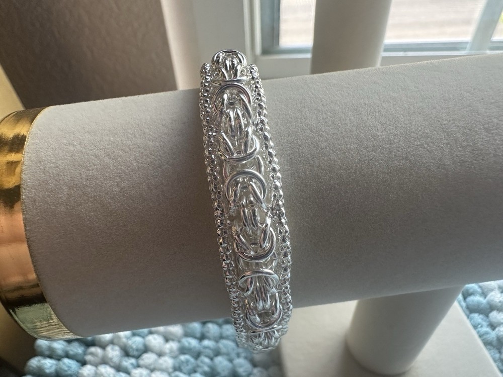 Italian 925 Sterling Silver Byzantine Bracelet for Women, Handmade in Italy gift