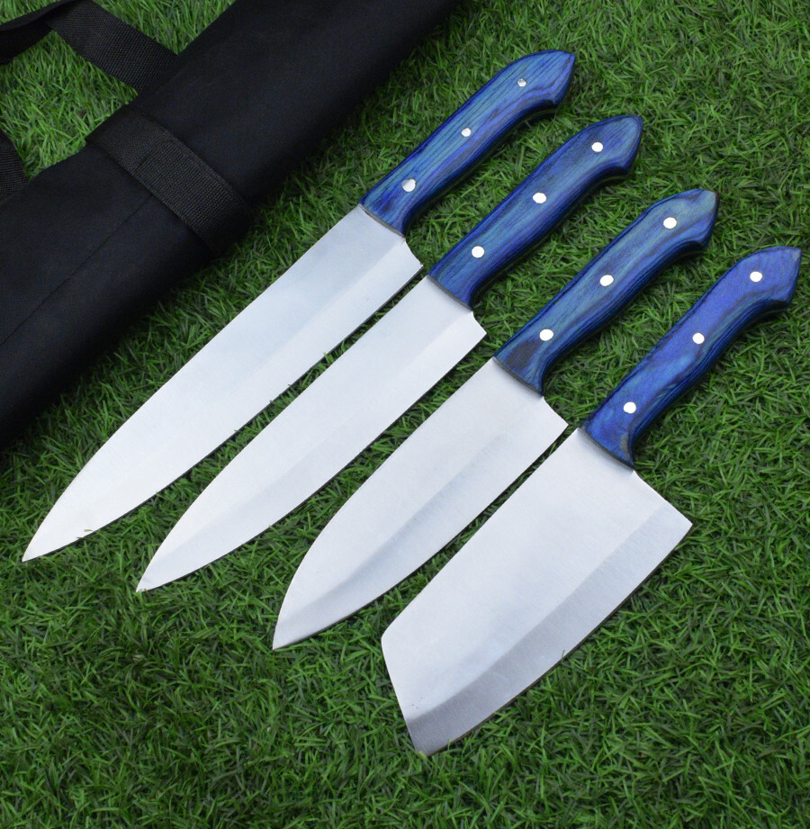 Custom HAND FORGED J2 STEEL BEAUTIFUL 4PC CHEF KNIFE Set Kitchen Knives Set -229