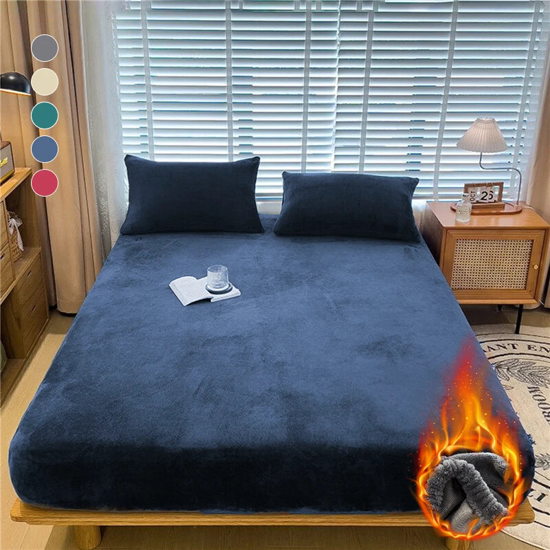 Luxury Soft Plush Fitted Sheet Elastic Mattress Cover Fluffy Coral Bedding